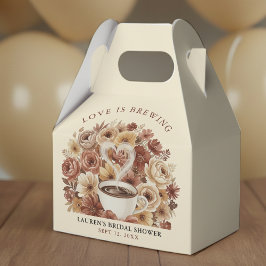 Love is Brewing Brown Floral Coffee Heart Bridal フェイバーボックス