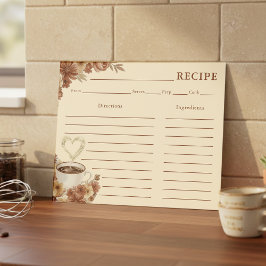 Love is Brewing Brown Floral Coffee Recipe Card