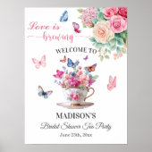 Love is Brewing Butterfly Bridal Shower Tea Party ポスター (正面)