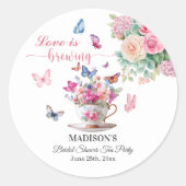 Love is Brewing Butterfly Bridal Shower Tea Party ラウンドシール (正面)