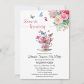 Love is Brewing Butterfly Bridal Shower Tea Party 招待状 (正面)