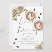 Love is Brewing Cappuccino Coffee Bridal Shower 招待状 (正面)
