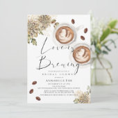 Love is Brewing Cappuccino Coffee Bridal Shower 招待状 (スタンド正面)
