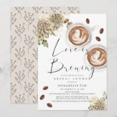 Love is Brewing Cappuccino Coffee Bridal Shower 招待状 (正面/裏面)