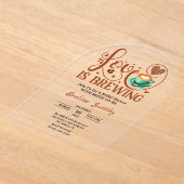 Love Is Brewing Cappuccino Heart Bridal Shower アクリル招待状 (レイダウン)