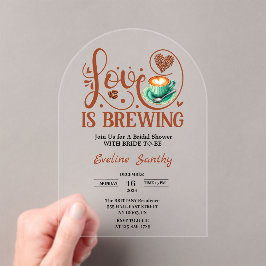 Love Is Brewing Cappuccino Heart Bridal Shower アクリル招待状