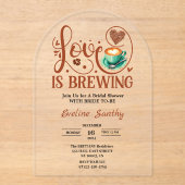 Love Is Brewing Cappuccino Heart Bridal Shower アクリル招待状 (正面)