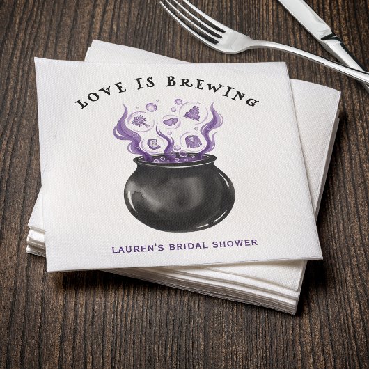 Love is Brewing Cauldron Halloween Bridal Shower スタンダードカクテルナプキン