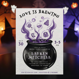 Love is Brewing Cauldron Halloween Bridal Shower 招待状