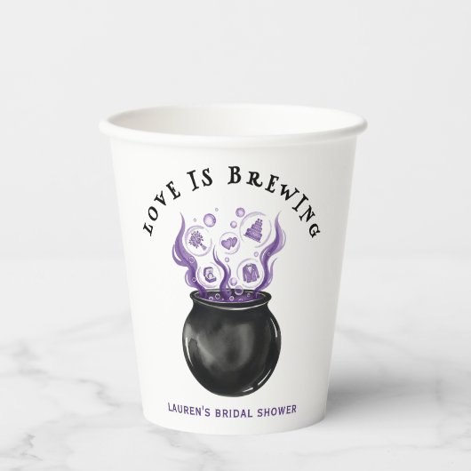 Love is Brewing Cauldron Halloween Bridal Shower 紙コップ (正面)