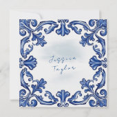 Love is Brewing Chinoiserie blue Bridal Shower Inv 招待状 (裏面)