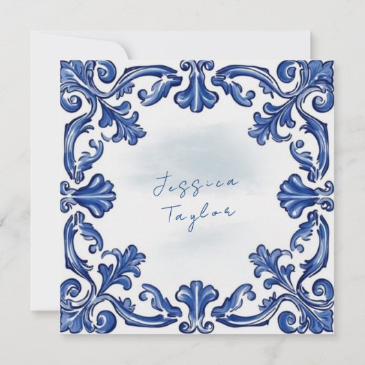 Love is Brewing Chinoiserie blue Bridal Shower Inv 招待状 (裏面)