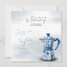 Love is Brewing Chinoiserie blue Bridal Shower Inv 招待状