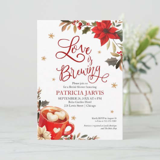 Love Is Brewing Christmas Bridal Shower  招待状 (スタンド正面)