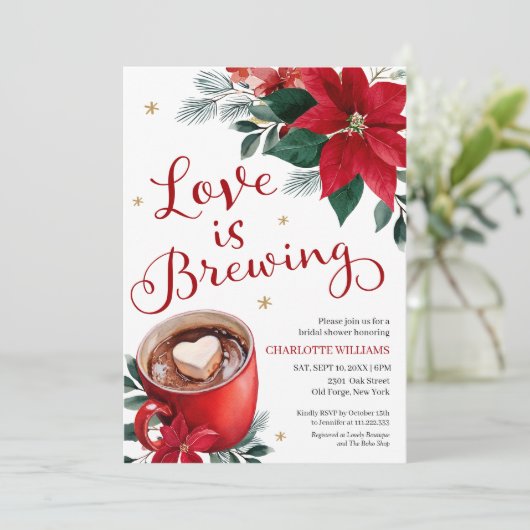 Love Is Brewing Christmas Bridal Shower 招待状 (スタンド正面)