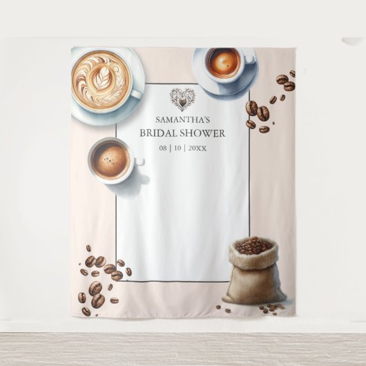 Love is Brewing Coffeeブライダルシャワー写真 タペストリー (正面)