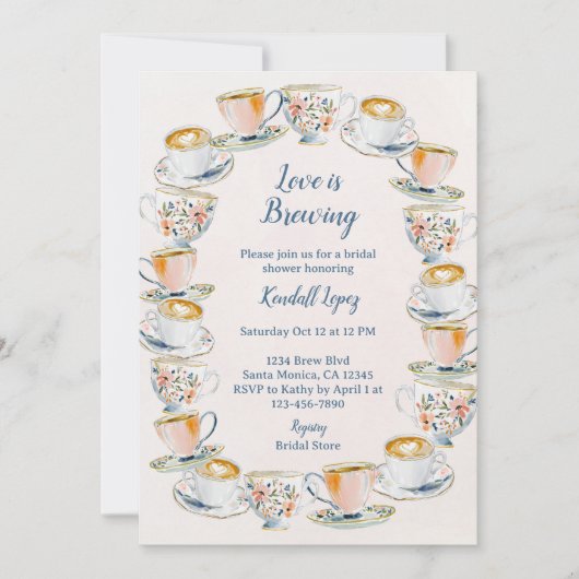 Love Is brewing Coffee and Tea Bridal Shower  招待状 (正面)