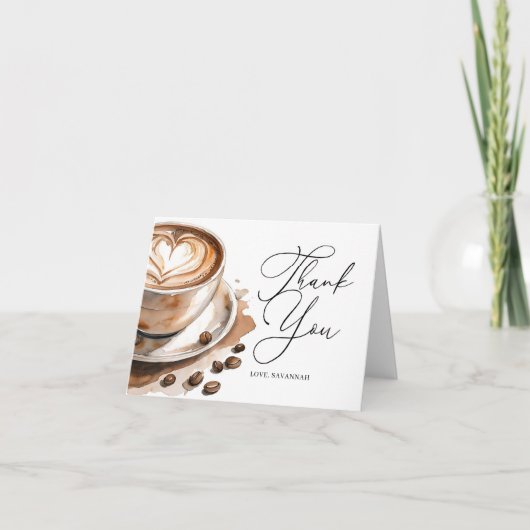 Love is Brewing Coffee Bridal Shower サンキューカード (正面)