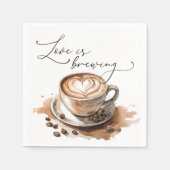 Love is Brewing Coffee Bridal Shower スタンダードカクテルナプキン (正面)
