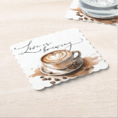 Love is Brewing Coffee Bridal Shower ペーパーコースター (アングル)
