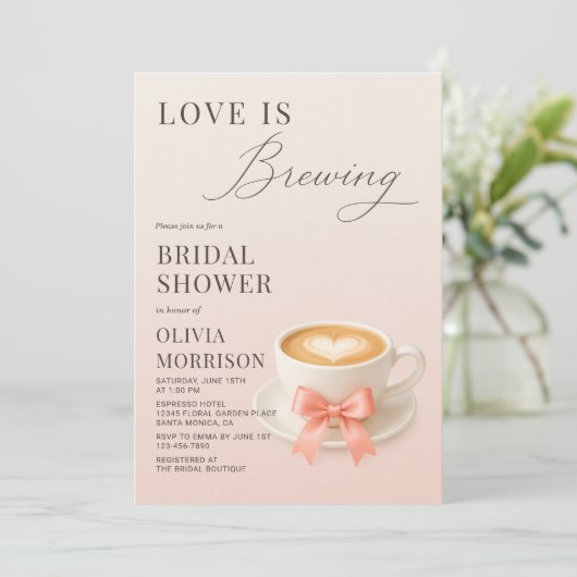 Love is Brewing Coffee Bridal Shower 招待状 (スタンド正面)
