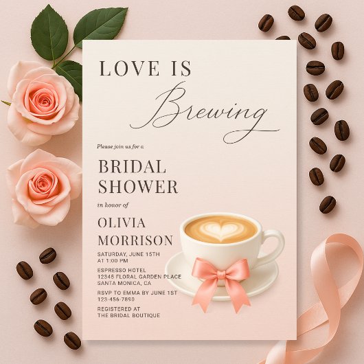 Love is Brewing Coffee Bridal Shower 招待状
