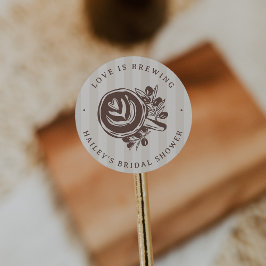 "Love is Brewing" Coffee Bridal Shower Favor ラウンドシール