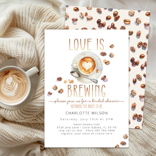 Love Is Brewing Coffee Bridal Shower Invitation 招待状