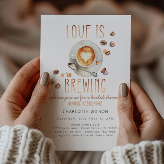 Love Is Brewing Coffee Bridal Shower Invitation 招待状
