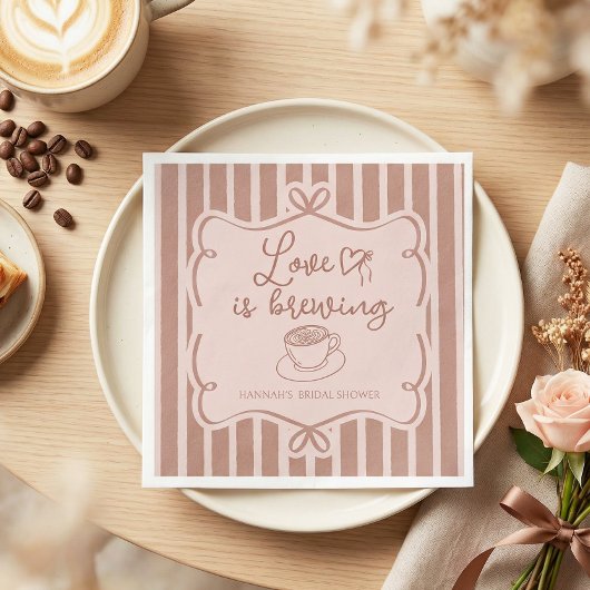 Love is Brewing Coffee Bridal Shower Plates スタンダードカクテルナプキン