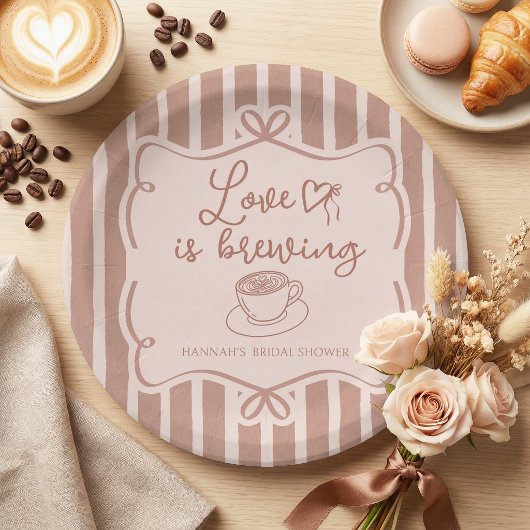 Love is Brewing Coffee Bridal Shower Plates ペーパープレート