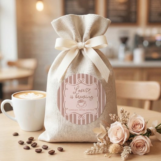 Love is Brewing Coffee Bridal Shower Plates ラウンドシール