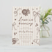 "Love is Brewing" Coffee Bridal Shower QR Code 招待状 (スタンド正面)