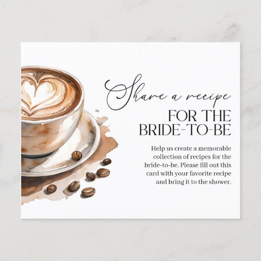 Love is Brewing Coffee Bridal Shower Recipe Card (裏面)