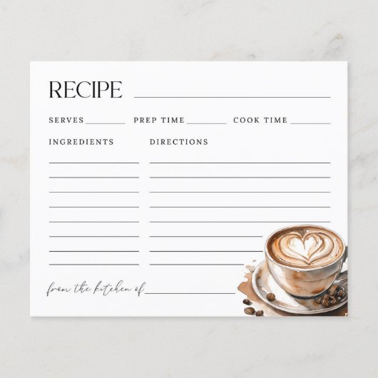 Love is Brewing Coffee Bridal Shower Recipe Card (正面)