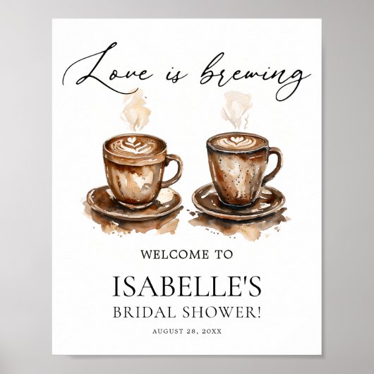 Love is Brewing Coffee Bridal Shower Welcome ポスター (正面)