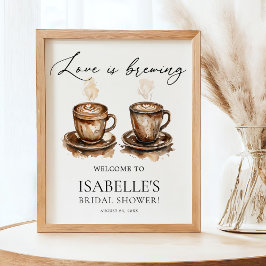 Love is Brewing Coffee Bridal Shower Welcome ポスター