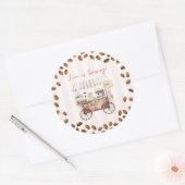 Love Is Brewing Coffee Cart Bridal Wedding Shower  ラウンドシール (封筒)
