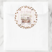 Love Is Brewing Coffee Cart Bridal Wedding Shower  ラウンドシール (バッグ)