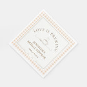 Love Is Brewing coffee Gingham Baby Shower スタンダードランチョンナプキン (角)
