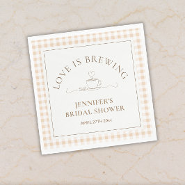 Love Is Brewing coffee Gingham Baby Shower スタンダードランチョンナプキン