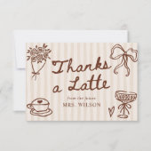 Love is Brewing Coffee Hand Drawn Bridal Shower サンキューカード (正面)