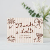 Love is Brewing Coffee Hand Drawn Bridal Shower サンキューカード (スタンド正面)