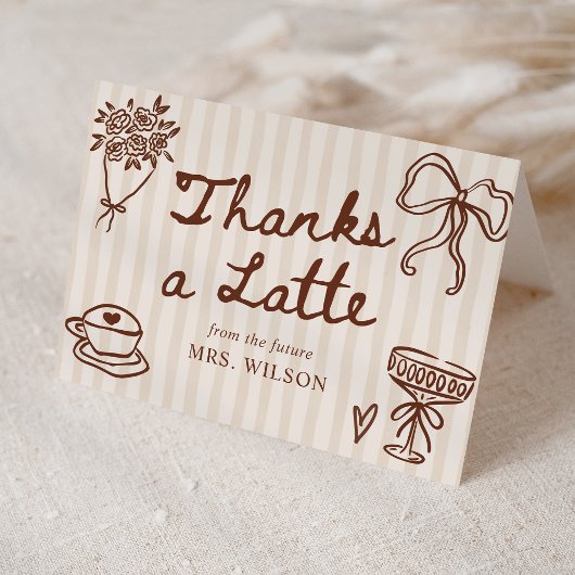 Love is Brewing Coffee Hand Drawn Bridal Shower サンキューカード