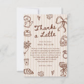 Love is Brewing Coffee Hand Drawn Bridal Shower サンキューカード (正面)