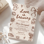 Love is Brewing Coffee Hand Drawn Bridal Shower 招待状