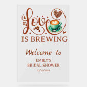 Love Is Brewing Coffee Heart Script Party Sign アクリルサイン (正面)
