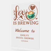Love Is Brewing Coffee Heart Script Party Sign アクリルサイン (傾斜)