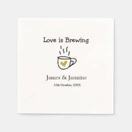 Love is Brewing coffee mug金ゴールドハートカップル名 スタンダードカクテルナプキン