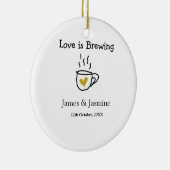 Love is Brewing coffee mug金ゴールドハートカップル名 セラミックオーナメント (右)
